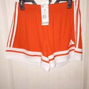 Adidas Women's Bright Orange and White Athletic Shorts